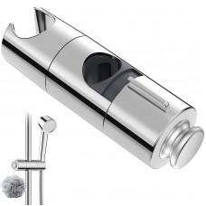 Shower Head Holder with Hook, Universal Adjustable 19-25mm Clamp for Shower Slide Bar, 45° Rotation Bracket for Bathroom Shower Rail Rod, Chrome